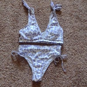 Purple leopard print swimsuit for women